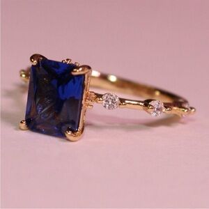 Sapphire Blue and Gold Ring